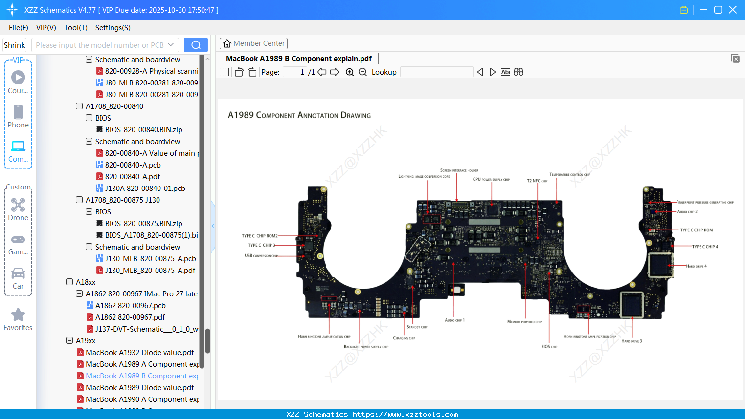 Laptop Apple MacBook A1989 B Component Explain